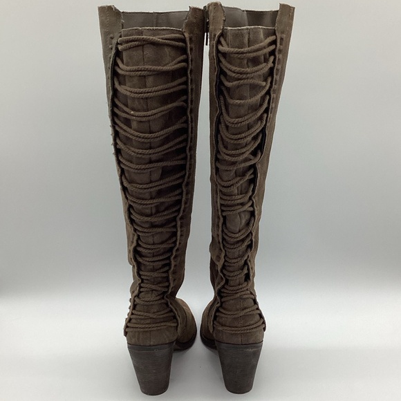 1834. Carlos Santana Brown Lace-Back Side Zip Boots Size 9.5 EUC - Picture 4 of 6